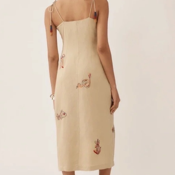 Farm Rio Surreal Embroidered Linen Blend Dress - Picture 3 of 7